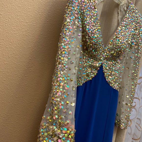 Blue Iridescent Crystal Gown - Picture 3 of 10